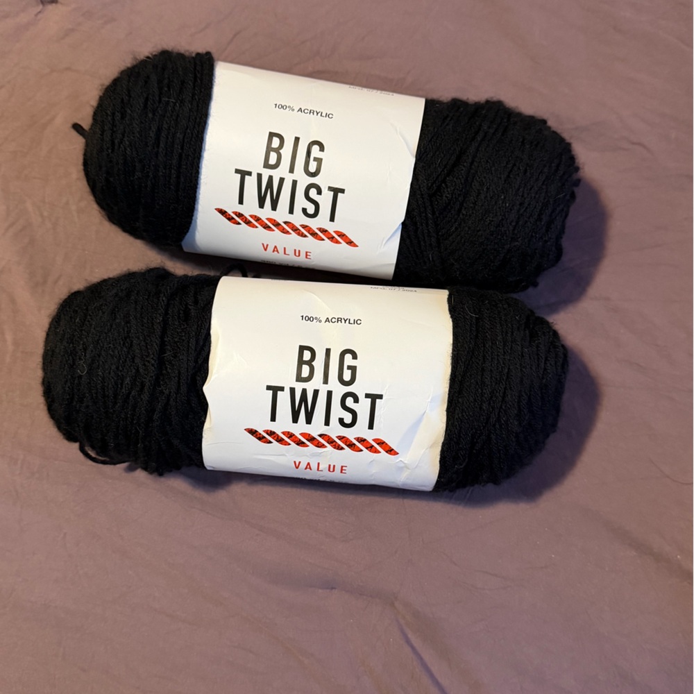 Big Twist Black Acrylic Yarn